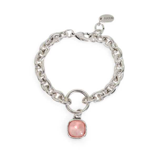 PULSERA MARISOL PLATA - FLAMINGO