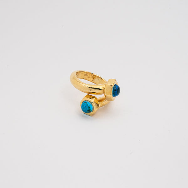 ANILLO TUERQUIN ORO - AZUL